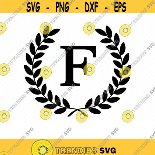 Wreath SVG with Alphabet F. Wreath Cutting file. Wreath PDF. Wreath SVG. Wreath Silhouette. Monogram Svg. Wreath Print. Wedding Svg. Png.