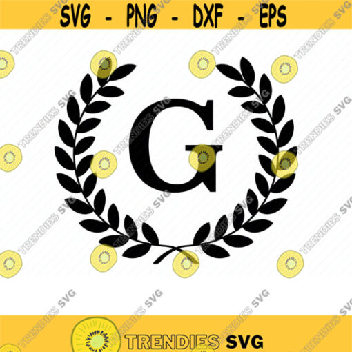 Wreath SVG with Alphabet G. Wreath Print. Wreath PDF. Wreath Cutting file. Wreath SVG. Wedding Svg. Wreath Silhouette. Monogram Svg. Png.