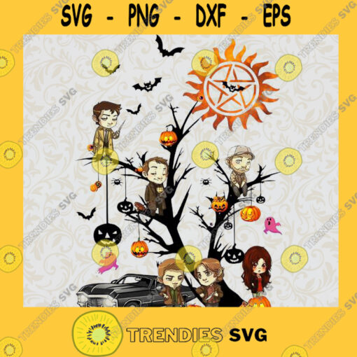 Wynshirt Supernatural Tree Halloween Pumpkin PNG SVG PNG EPS DXF Silhouette Cut Files For Cricut Instant Download Vector Download Print File