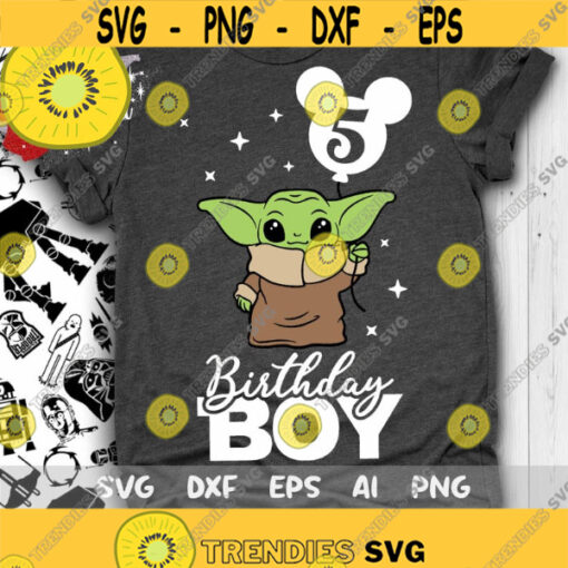 Yoda Fifth Birthday Svg 5th Birthday Yoda Svg Birthday Boy Svg Love You I Do Svg Baby Yoda Svg Cut files Svg Dxf Png Eps Design 237 .jpg