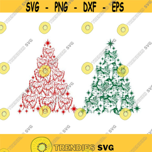 Yorkie Dog yorkshire Christmas Tree Cuttable Design SVG PNG DXF eps Designs Cameo File Silhouette Design 1989