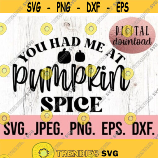 You Had Me At Pumpkin Spice SVG Autumn png Fall Home Decor Design Cricut File Instant Download Cute Pumpkin Clipart Thanksgiving Design 496