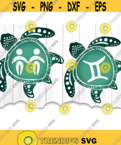 Zodiac Gemini Sign Turtle SVG Files For Cricut Turtle SVG Summer Turtle Svg Beach SVG Turtle Iron On Decal Svg Dxf Png Cut Files .jpg