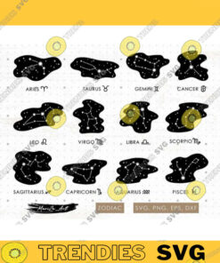 Zodiac constellation SVG bundle Astrology Horoscope SVG cricut files Zodiac signs PNG clipart space stars svg Taurus Aries Libra svg
