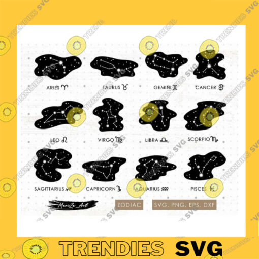Zodiac constellation SVG bundle Astrology Horoscope SVG cricut files Zodiac signs PNG clipart space stars svg Taurus Aries Libra svg
