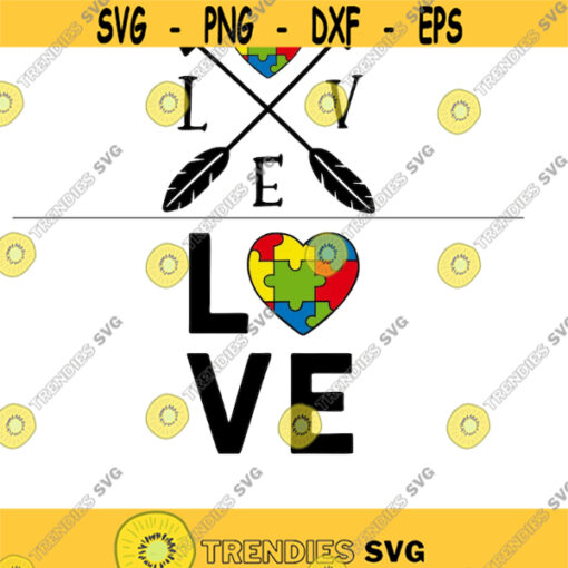 autism puzzle love arrows autism awareness themed svg and png digital cut file Design 81