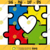 autism puzzle love autism awareness themed svg and png digital cut file Design 46