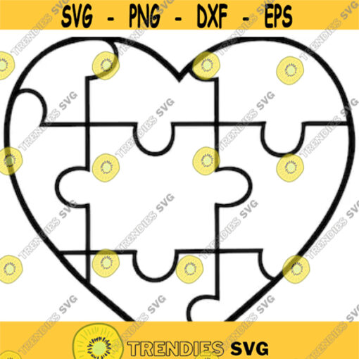autism puzzle love black and white heart autism awareness themed svg and png digital cut file Design 39
