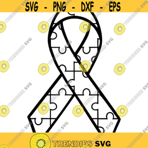 autism ribbon black and white autism awareness themed svg and png digital cut file Design 50