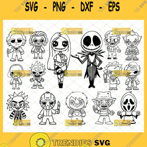 baby horror characters outline svg bundle