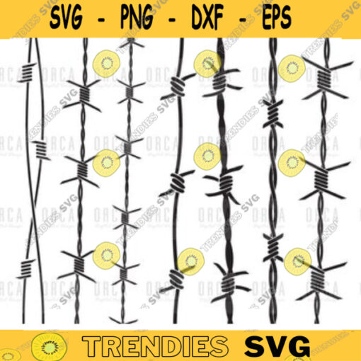 barbed svgbarb svg Barbed wire black silhouette set 6 png file digital file downloadable 9