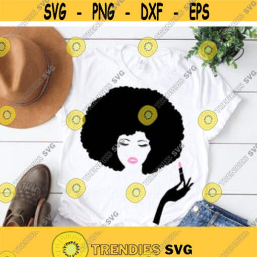 black woman svg afro woman svg africa america svg lipstick svg afro svg black girl svg iron on clipart decal SVG DXF eps png Design 146