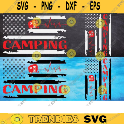 camping heartbeat svg happy camper svg camping flag svg American flag camping heartbeat svg camping svg copy