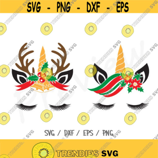 christmas unicorn svg unicorn svgholy unicorn face svg Cricut Silhouette Cut File SVG DXF EPS Design 182