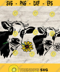 cow svg cow with flower svg floral cow svg Shaggy cow svg Farm Animal svg Cow cut file Cute Cow svg Silhouette Cameo Design 54