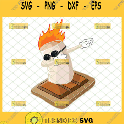 dabbing marshmallow svg funny flaming marshmallow with chocolate svg