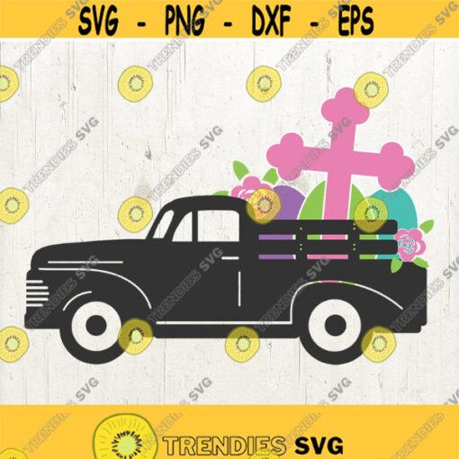 easter cross SVG christian easter svg easter truck egg svg old truck easter svg vintage truck easter easter SVG file Cricut Silhouette Design 348