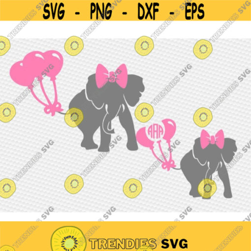 elephant svg baby elephant svg birthday girl svg big sister balloon svg monogram svg iron on clipart SVG DXF eps png pdf Design 349