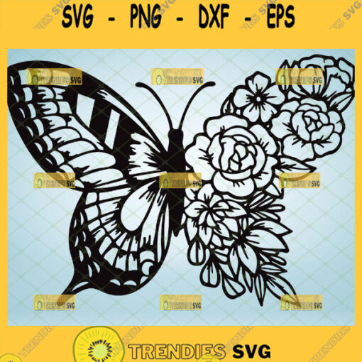 half butterfly half flower svg floral animal tattoo design ideas
