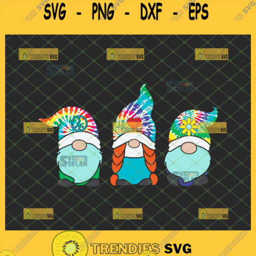 hippie gnomes tie dye svg peace love flower svg