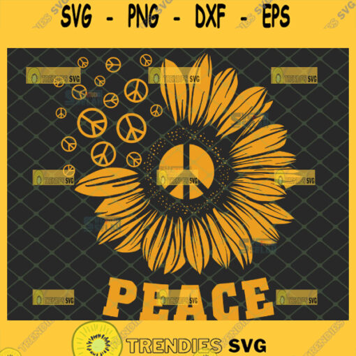 hippie sunflower peace vintage svg