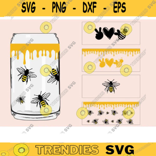 honey bee glass wrap svg png can glass wrap honey bee Glass Wrap Svg 16oz Full Wrap Svg Can Glass Svg iced Coffee Glass wrap svg png copy