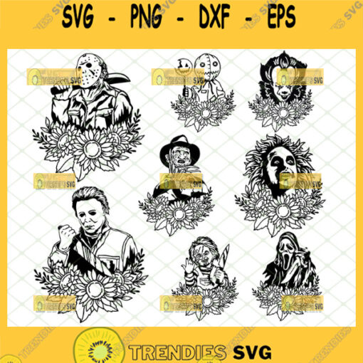 horror movie characters sunflower svg bundle