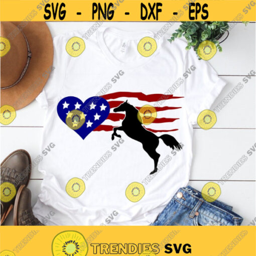 horse mustang Rodeo cowgirl american Flag flag 4th of july country memorial day cowboy iron on clipart SVg DXF eps png Design 364