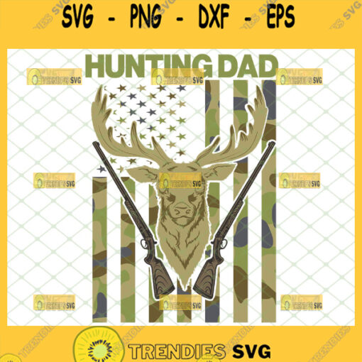 hunting dad camo flag svg deer and rifle svg