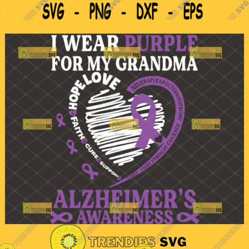 i wear purple for my grandma alzheimers awareness svg heart svg ribbon svg dementia care gifts