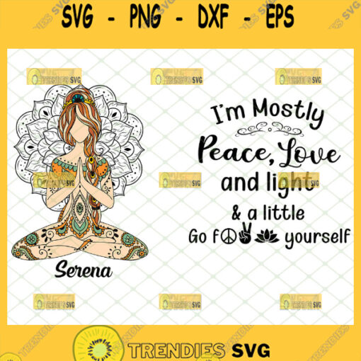 im mostly peace love and light and a little go f yourself svg namaste yoga svg mandala svg