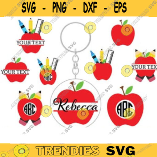 keychain svg apple svg Keychain Pattern SVG Key Ring Pattern teacher apple split name frame Key Ring svg Circle Patterns Svg monogram copy