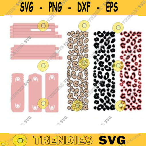leopard print glitter pen wraps svg leopard cheetah wraps Glitter Pen pattern svg Pen Box Template Pen Packaging pen display card svg copy