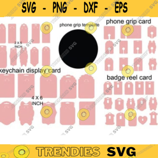 packaging svg bundle Keyring Display Card Svg Keychain Packaging badge reel card svg phone grip display card svg phone grip tamplate copy