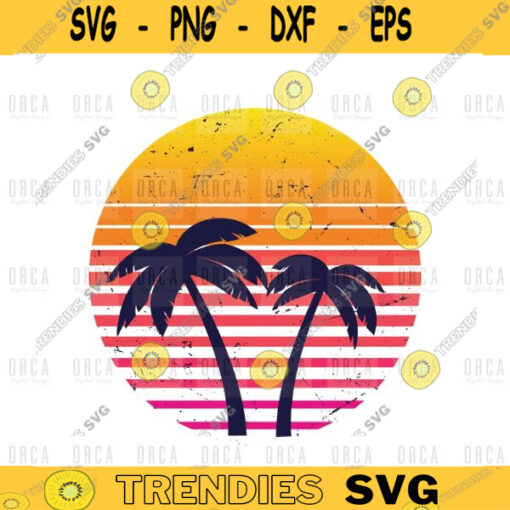 palm tree svgSunset svg Paradise Palms Hawaii Silhouette Sea Rainbow svgpng svg digital file 98