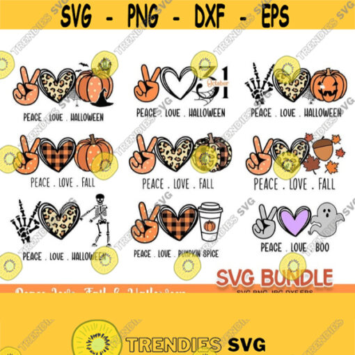 peace love fall svg fall svg fall pumpkin svg Halloween svg pumpkin svg svg for cricut silhouette jpg png dxf Design 731