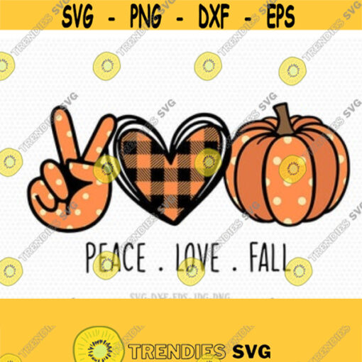peace love fall svg pumpkin svg fall svg fall pumpkin svg buffalo plaid pumpkin fall svg svg for cricut silhouette jpg png dxf Design 203