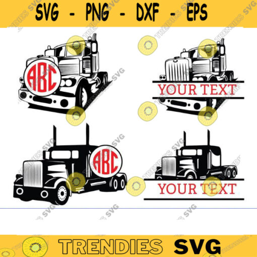 semi truck svg semi truck monogram svg truck driver svg truck clipart trucker svg big truck svg monogram svg split monogram svg Design 342 copy