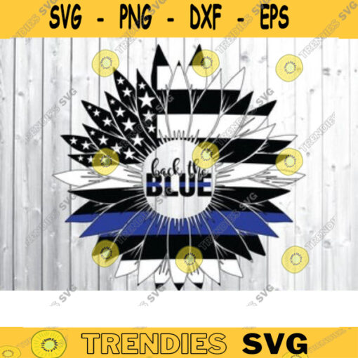 sunflower thin blue line svg thin blue line svg police svg back the blue svg police officer svg american sunflower thin blue line svg Design 154 copy