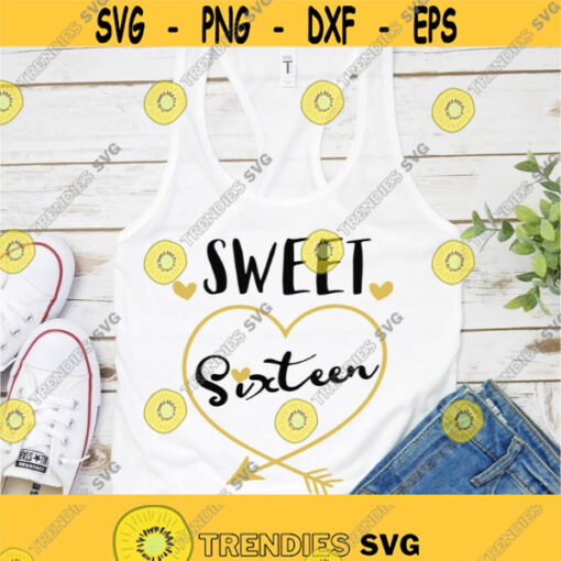 sweet 16 svg sweet sixteen svg birthday girl svg 16th birthday svg teen birthday svg iron on clipart decal SVG DXF eps png Design 398