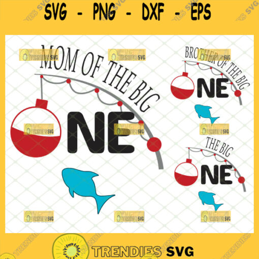 the big one svg bundle mom brother fishing pole with bobber svg family matching shirt svg