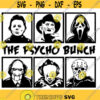 the psycho bunch halloween themed svg and png eps dxf digital cut file jason pennywise freddy krueger scream saw Design 117