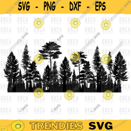 trees svgSilhouette of pine forest with small and tall trees Silhouette svg png file digital 107