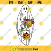 trick or treating ghost with flowers halloween themed funny svg png Design 118