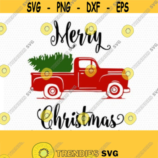 truck tree retro vintage winter holiday svg merry christmas Christmas Cutting File CriCut Files svg jpg png dxf Silhouette Design 109