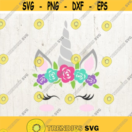 unicorn svg unicorn eyelashes unicorn birthday svg floral unicorn svg unicorn face svg Cricut Silhouette Cut File SVG DXF EPS Design 24