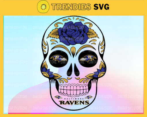 Baltimore Ravens Skull SVG PNG EPS DXF PDF Football Design 963