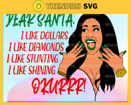 Black girl happy with Santan wish svg Dear Santa svg I like dollars I like diamonds I like stuning I like shining Design 1211