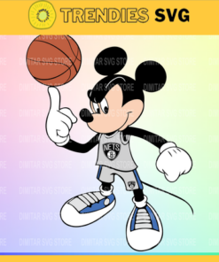 Brooklyn Nets Mickey NBA Sport Team Logo Basketball SVG cut file for cricut files Clip Art Digital Files vector Svg Eps Png Dxf Pdf Design 1325 Design 1325