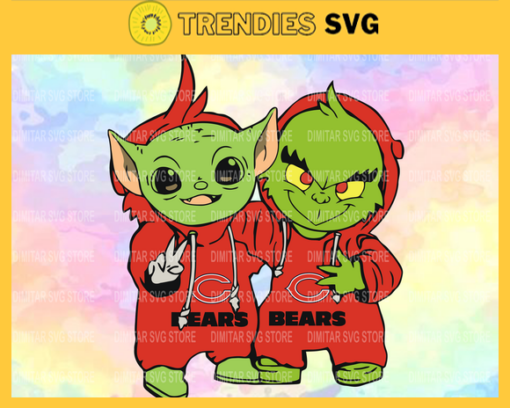Chicago Bears Baby Yoda And Grinch NFL Svg Instand Download Design 1703 Design 1703